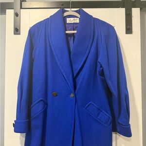 Vintage Royal Blue Ladies Wool Coat by Beau Brem Size 12 Union Made in USA